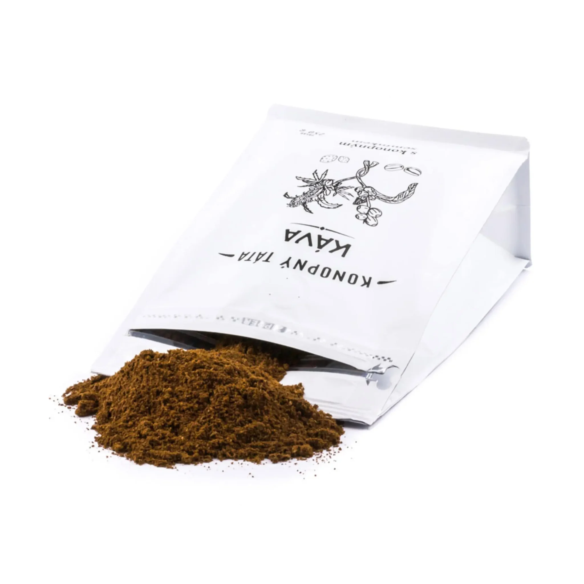 Wysypana mielona kawa konopna Konopný Táta z konopiami