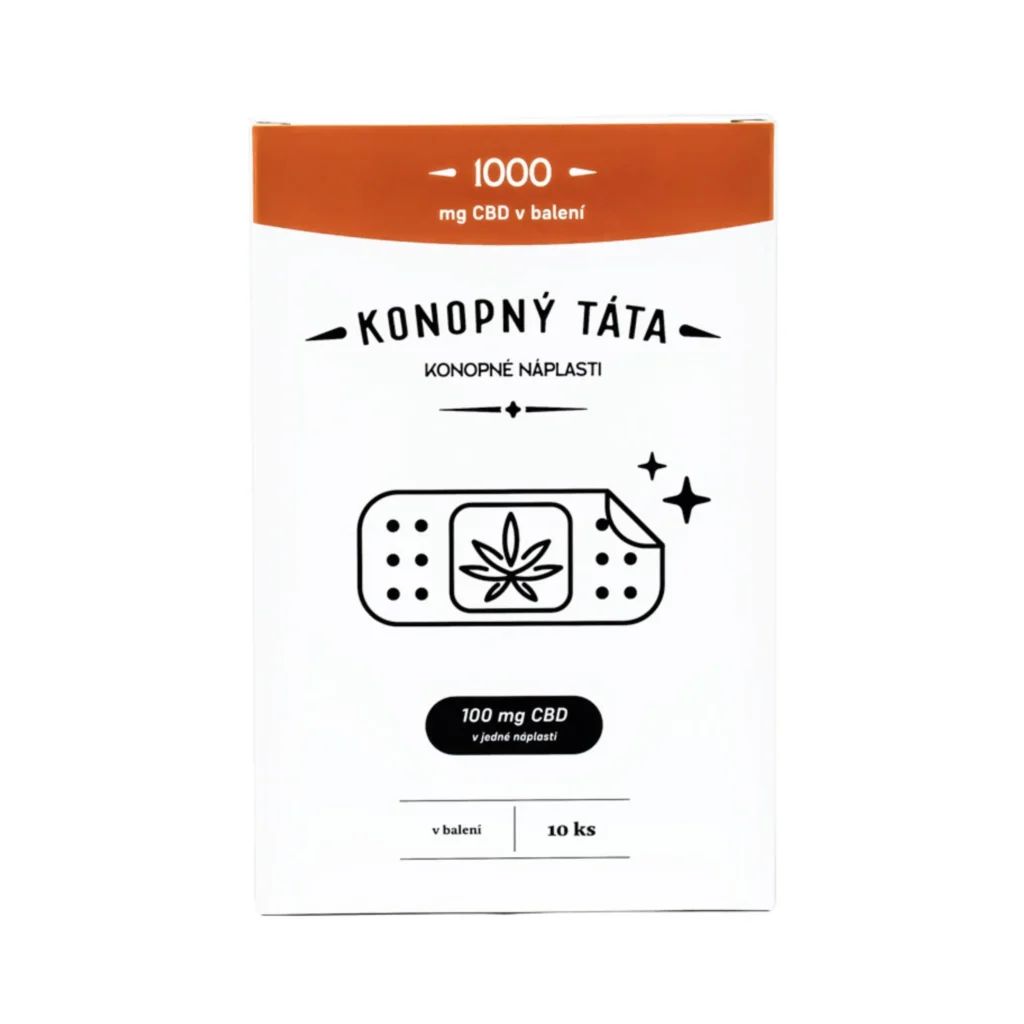 Opakowanie konopnych plastrów Konopný Táta z 1000 mg CBD, 10 sztuk
