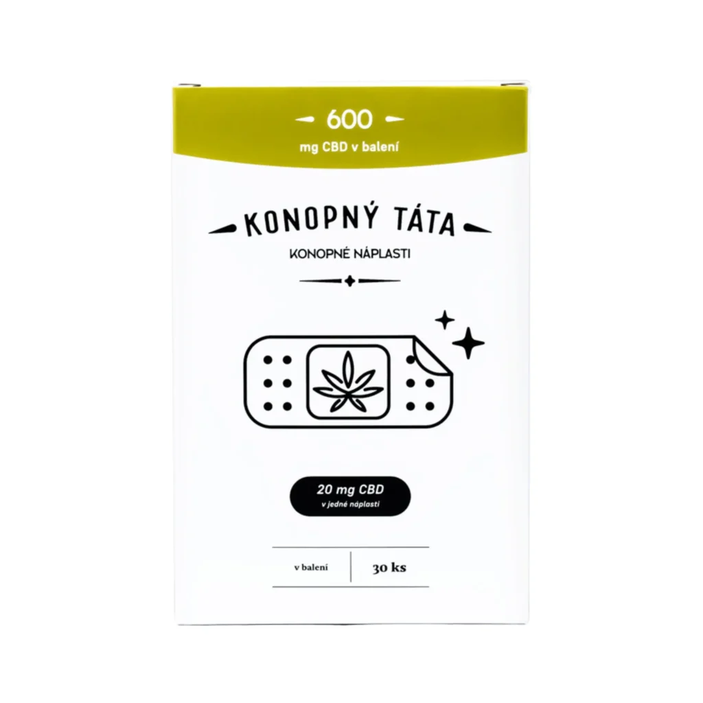 Opakowanie konopnych plastrów Konopný Táta z 600 mg CBD, 30 sztuk